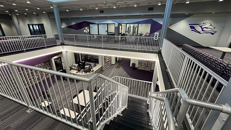 An upstairs view inside the library.